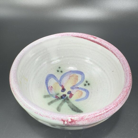 Vintage Hand Made RedWare Pottery Round Dish Bowl Hand Decorated Bowl Dish VTG - Picture 8 of 12